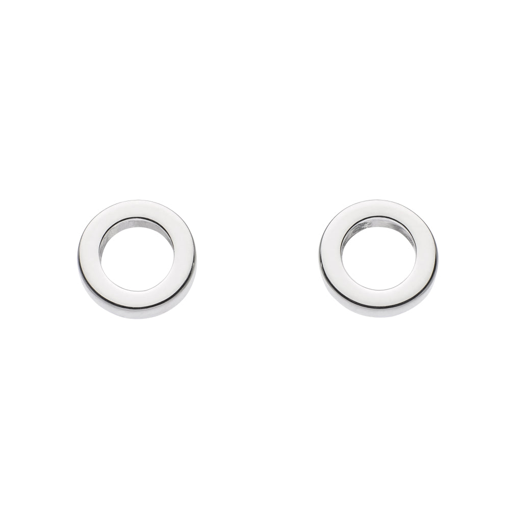 Dew Silver Small Open Circle Stud Earrings