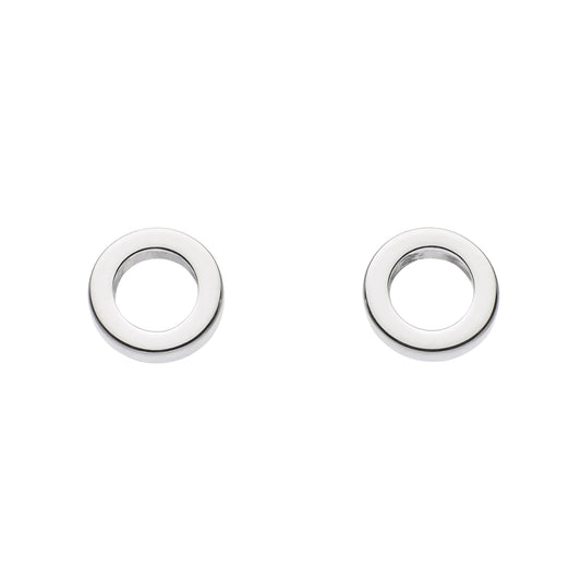 Dew Silver Small Open Circle Stud Earrings