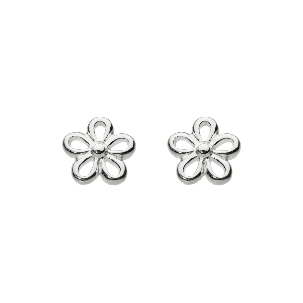Dew Silver Simple Flower Stud Earrings