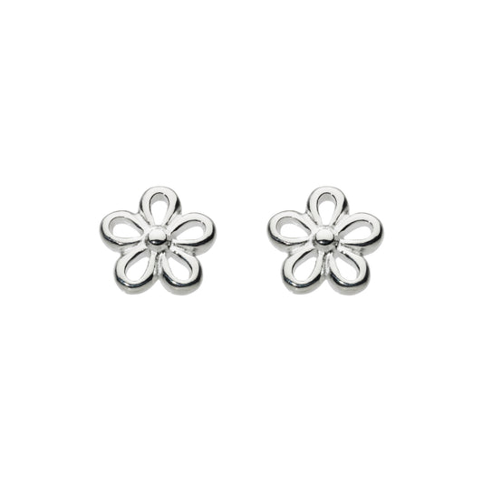Dew Silver Simple Flower Stud Earrings