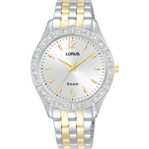 LORUS QUARTZ LADIES TWO TONE STAINLESS STEEL WHITE DIAL BRACELET