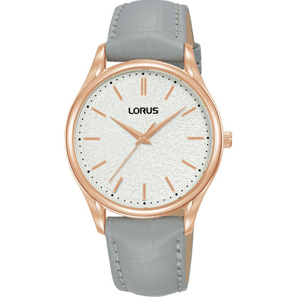 LORUS QUARTZ LADIES ROSE GOLD PLATED WHITE DIAL STRAP WATCH