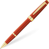 Bailey Light Polished Amber Resin and Gold Tone Rollerball Pen