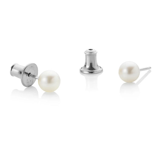 Jersey Pearl Round Pearl Stud crown Earrings 5mm