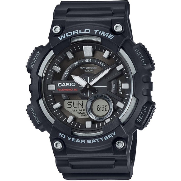 Casio Gents Black Resin Quartz Chronograph Watch