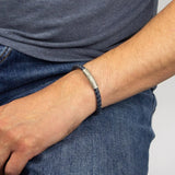 Fred Bennett Reborn Clasp Blue Grey Recycled Leather Bracelet