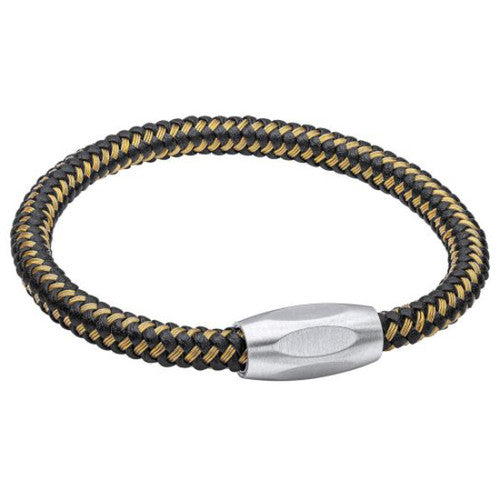 Fred Bennett Black and Yellow Gold Plated Wire Mens Bracelet