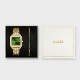 Gift Box Gracieuse Watch Steel Forest Green & Malachite Bracelet, Gold Colour