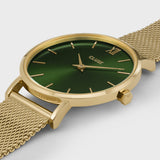 Cluse Minuit Watch Mesh, Green, Gold Colour