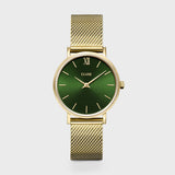 Cluse Minuit Watch Mesh, Green, Gold Colour