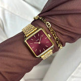 Cluse La Tétragone Watch Steel Dark Cherry, Gold Colour