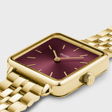 Cluse La Tétragone Watch Steel Dark Cherry, Gold Colour