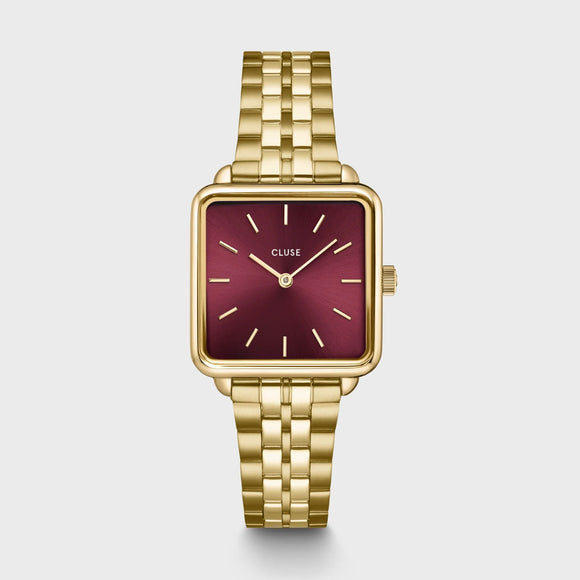 Cluse La Tétragone Watch Steel Dark Cherry, Gold Colour