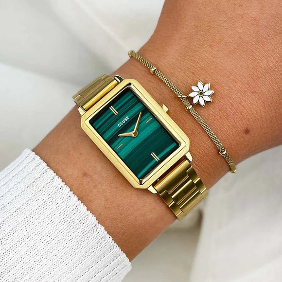 Cluse Fluette Steel Green, Gold Colour Bracelet Watch