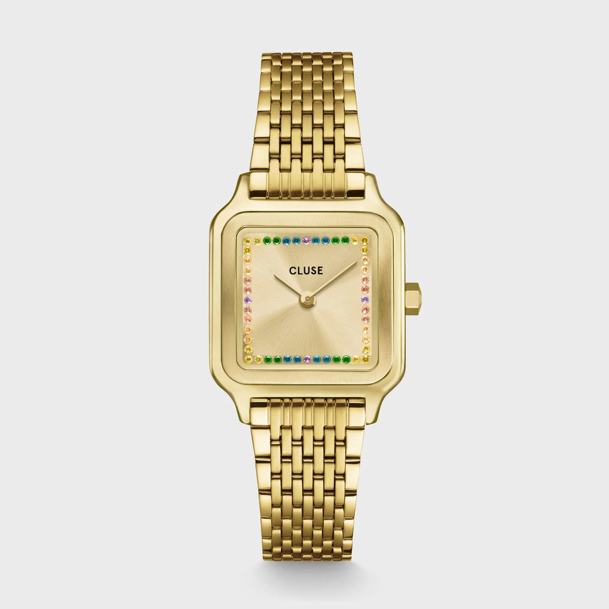 Gracieuse Petite Watch Steel, Rainbow stones, Gold Colour