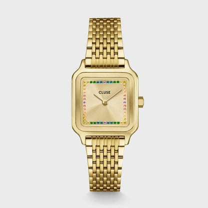 Gracieuse Petite Watch Steel, Rainbow stones, Gold Colour