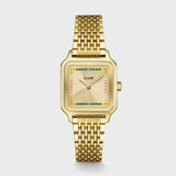 Gracieuse Petite Watch Steel, Rainbow stones, Gold Colour