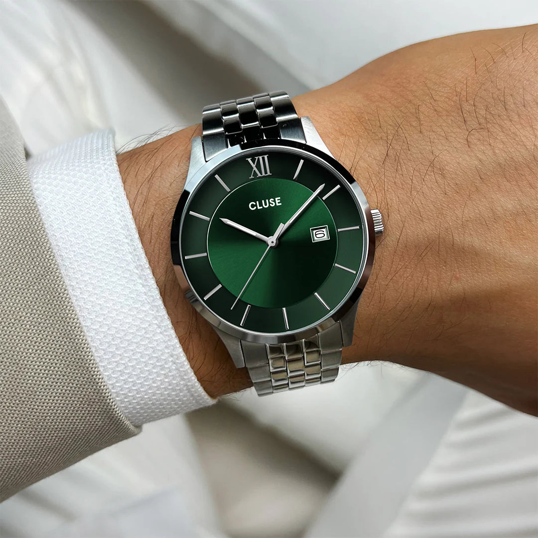 Aravis 3-Hand Watch Steel, Green, Silver Colour