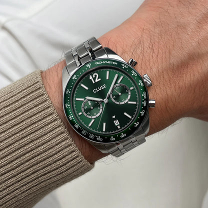 Aravis Dual Timer Steel, Green, Silver Colour