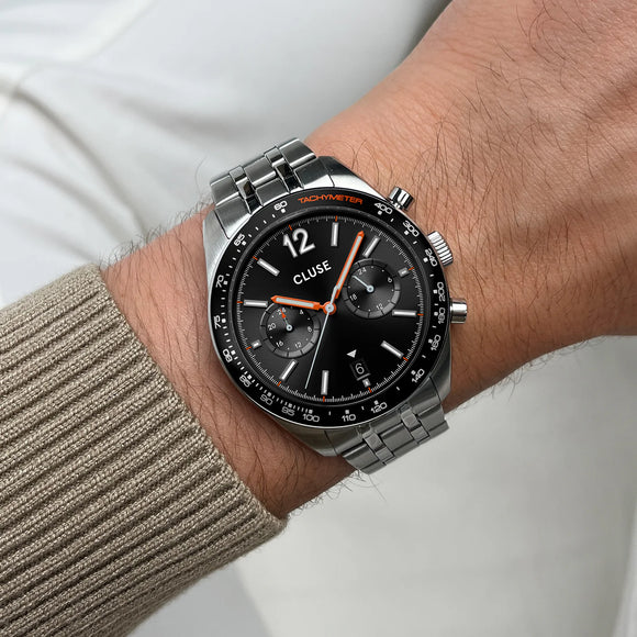 Aravis Dual Timer Steel, Black, Silver Colour