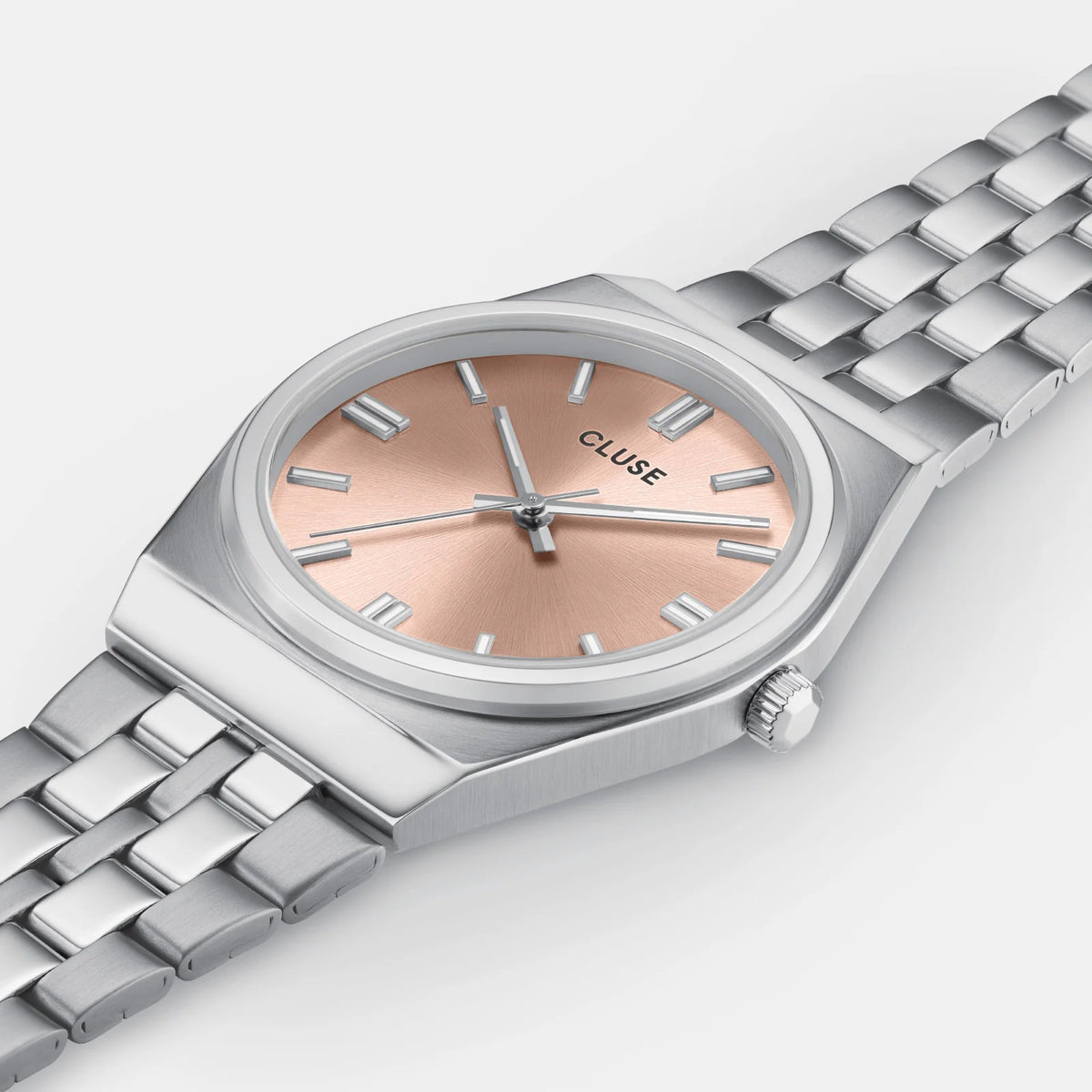 Retro 70's Watch Steel, Light Salmon, Silver Colour