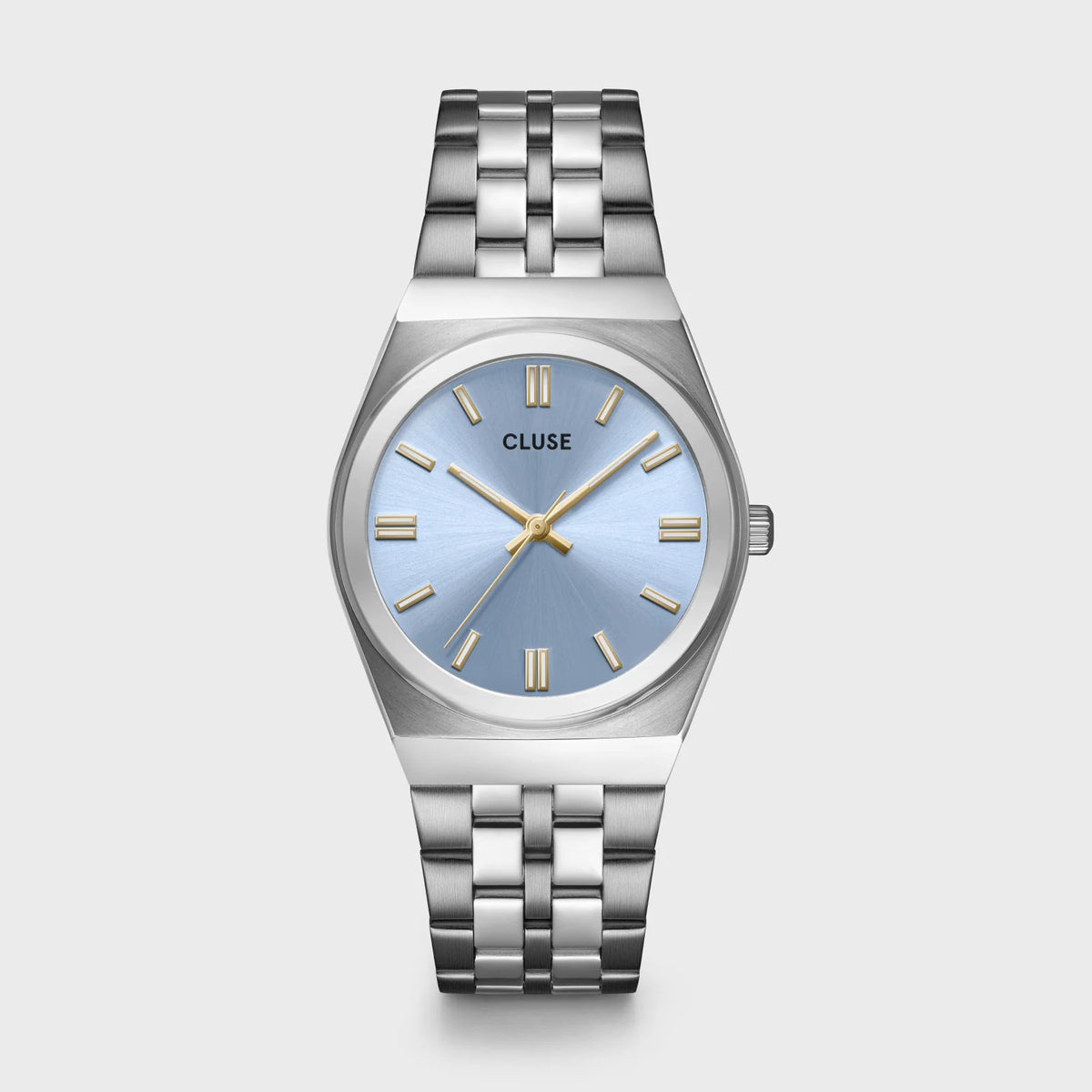 Retro 70's Watch Steel, Light Blue, Silver Colour