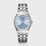 Retro 70's Watch Steel, Light Blue, Silver Colour