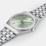 Retro 70's Watch Steel, Sage Green, Silver Colour