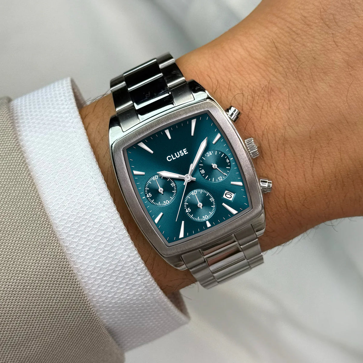 Quartaut Chrono Watch Steel, Blue, Silver Colour