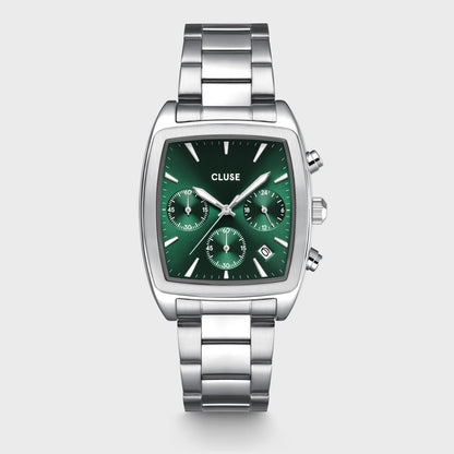 Quartaut Chrono Watch Steel, Green, Silver Colour