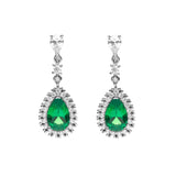 DF Green Diamonfire Zirconia Teardrop Earrings With Pave Surround