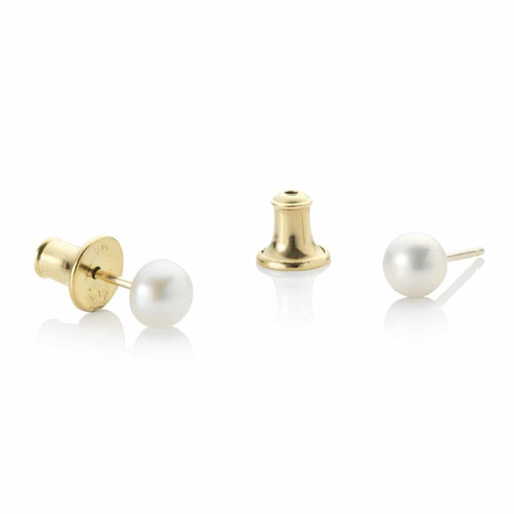 Jersey Pearl Y/G Button Pearl Stud Earrings 5mm