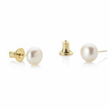Jersey pearl Yellow gold Button Pearl Stud Earrings 7mm