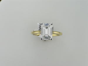 3.22ct Laboratory Grown Emerald Cut 4 Claw Diamond Solitaire Ring