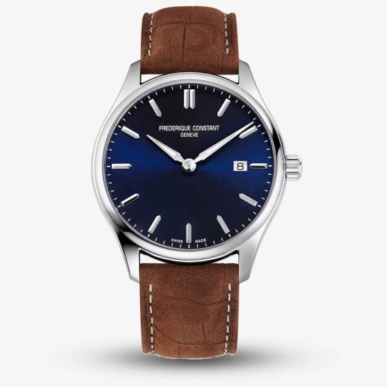 Frederique Constant Gents Classic Blue Dial Leather Strap Watch