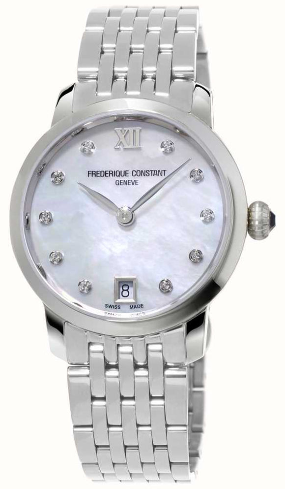 Frederique Constant Ladies Classic Slimline (30mm) Mother-of-Pearl Dial / Stainless Steel Bracelet Watch