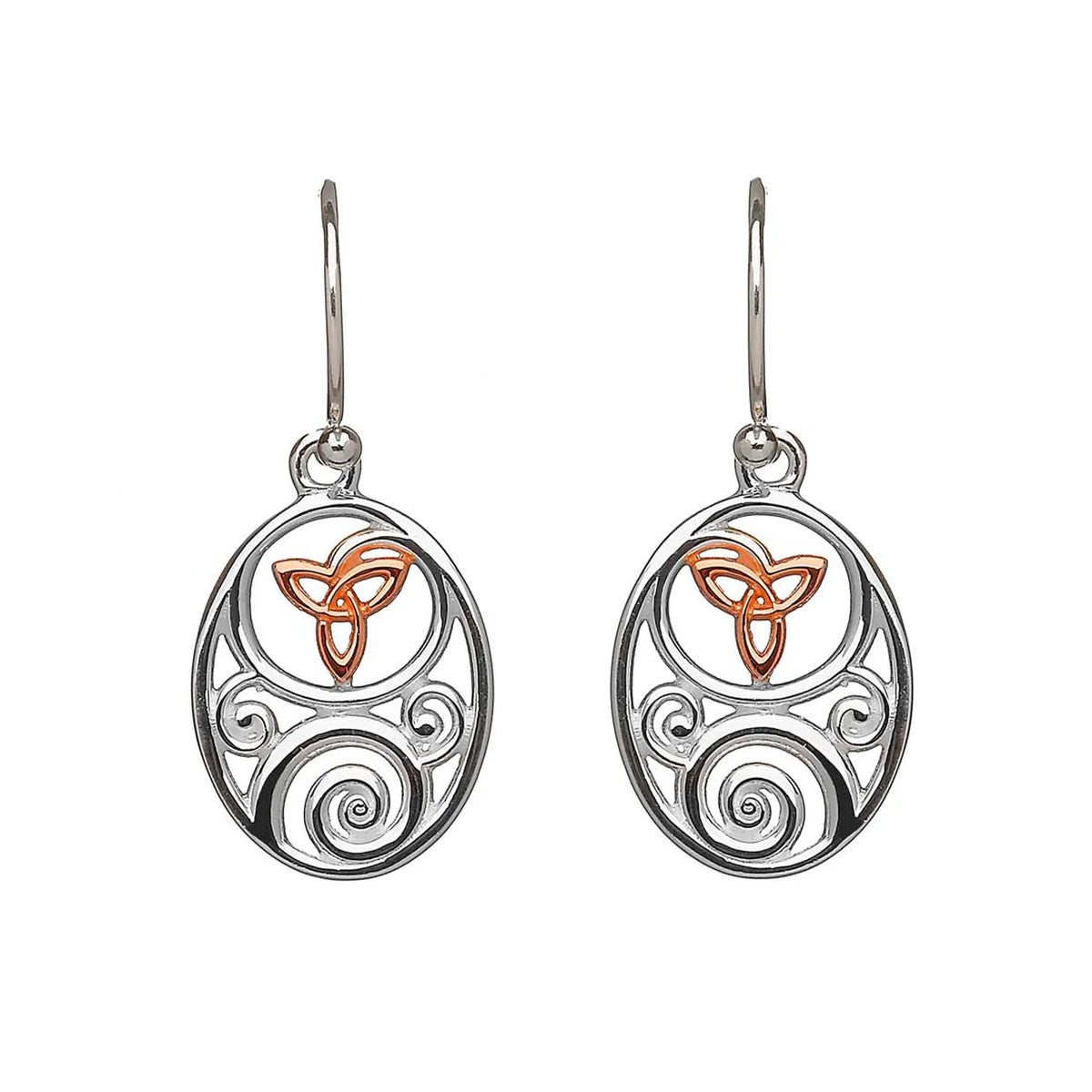 House Of Lor Silver Gold Celtic Earrings with Trinity Knot
