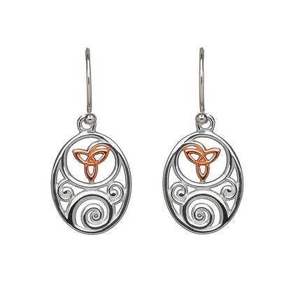 House Of Lor Silver Gold Celtic Earrings with Trinity Knot