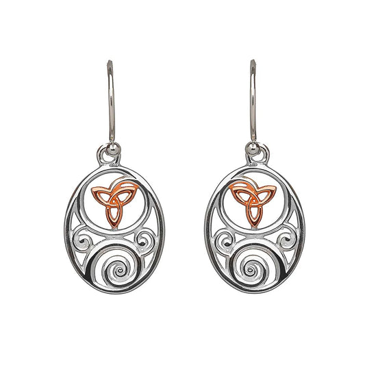 House Of Lor Silver Gold Celtic Earrings with Trinity Knot