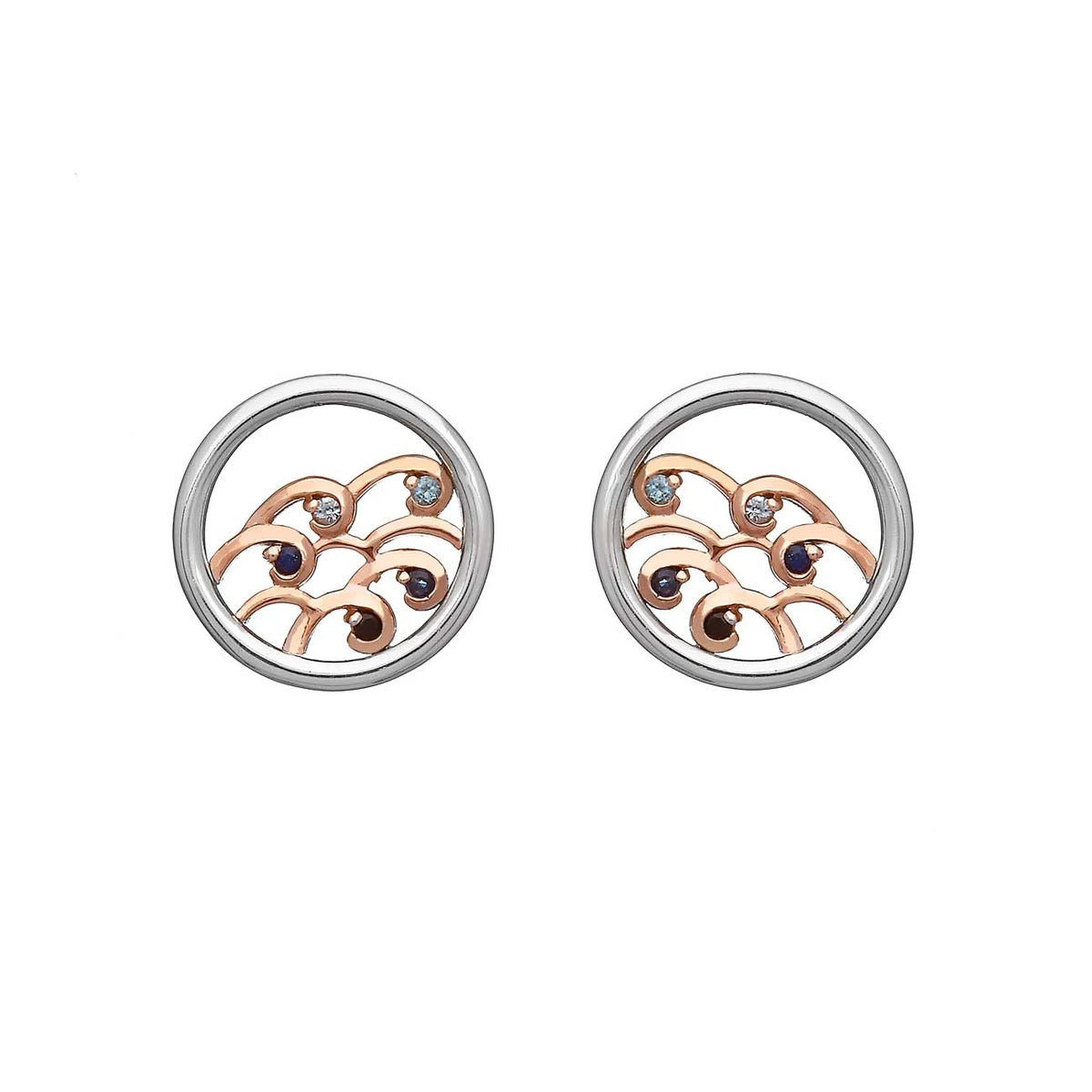 House Of Lor Sterling Silver Irish Gold Ninth Wave Stud Earrings