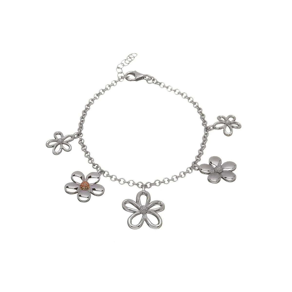 House Of Lor Silver Gold Multi Petal Bracelet