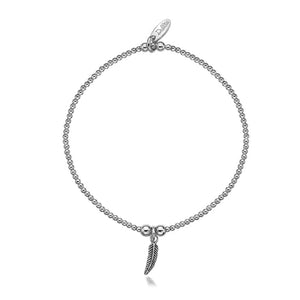 Dollie Sterling Silver Mini Bead Faith Feather Bracelet