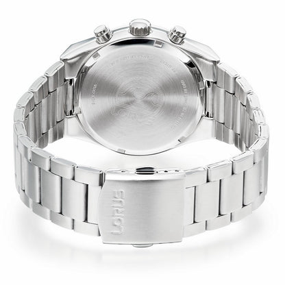 LORUS SOLAR CHRONOGRAPH GENTS STAINLESS STEEL LIGHT BLUE DIAL BRACELET WATCH