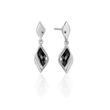 Lustre & Love Strength Onyx Dual Drop Earrings in Sterling Silver