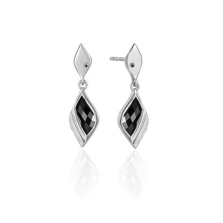Lustre & Love Strength Onyx Dual Drop Earrings in Sterling Silver