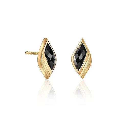 Lustre & Love Strength Onyx Stud Earrings in Gold Vermeil