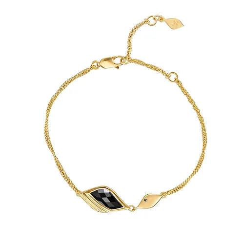 Lustre & Love Strength Onyx Bracelet in Gold Vermeil