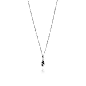 Lustre & Love Strength Onyx Dual Drop Necklace in Sterling Silver