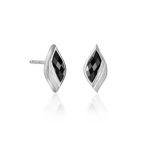 Lustre & Love Strength Onyx Stud Earrings in Sterling Silver