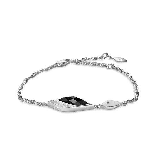 Lustre & Love Strength Onyx Bracelet in Sterling Silver